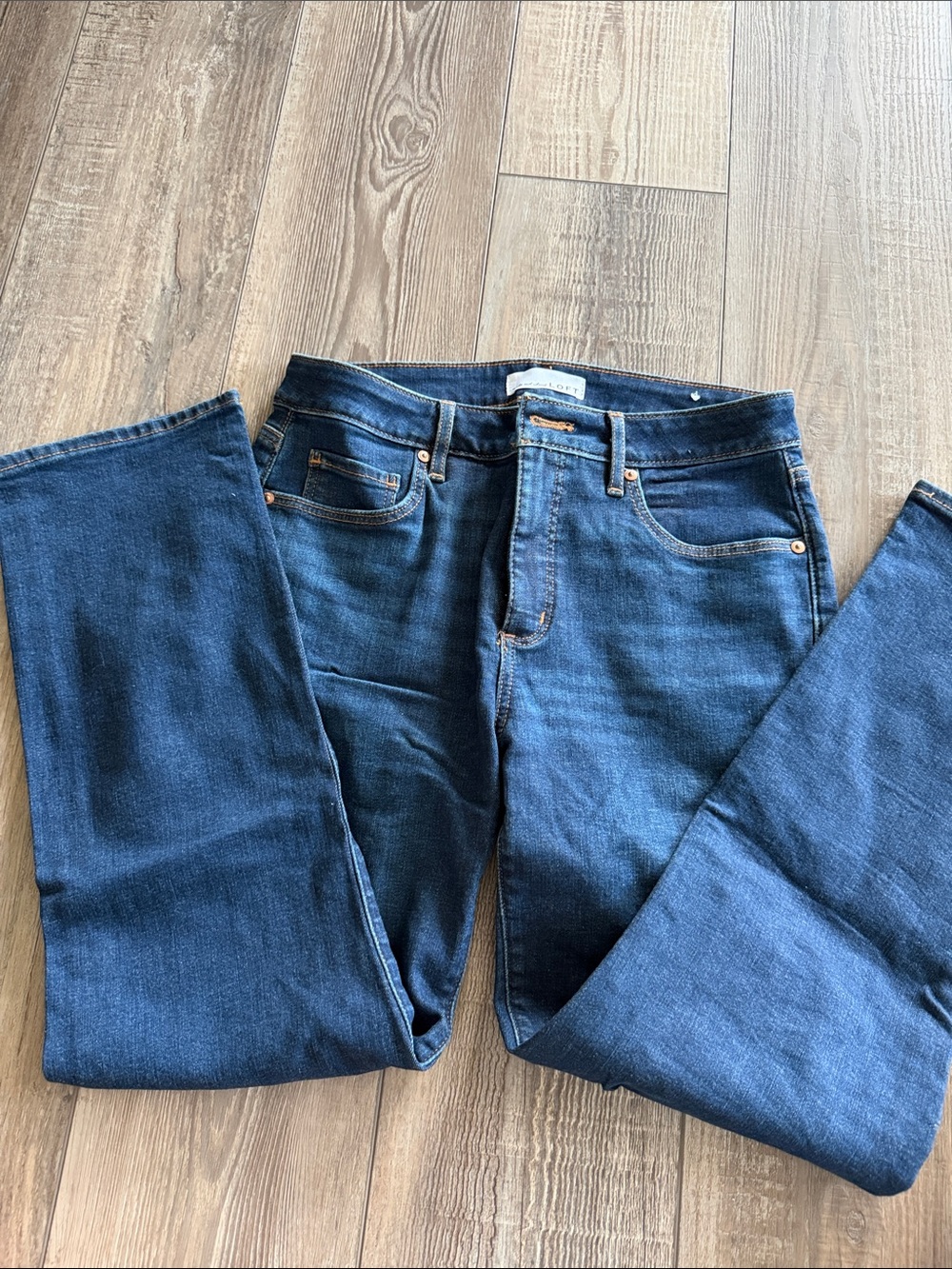 LOFT Dark Blue Straight-Leg Jeans